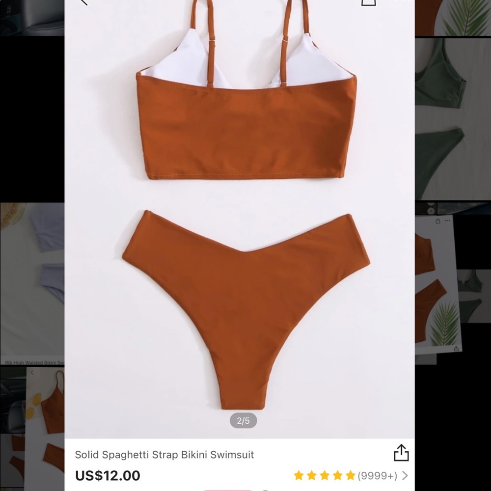 SHEIN Burnt Orange Spaghetti Strap Bikini